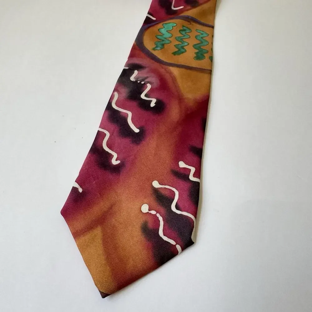 Robert Talbott Studio Men’s Hand Sewn Silk Necktie Carmel Valley Abstract Retro